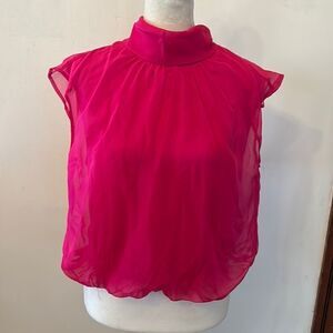 INC International Concepts hot pink sleeveless blouson blouse Size M New